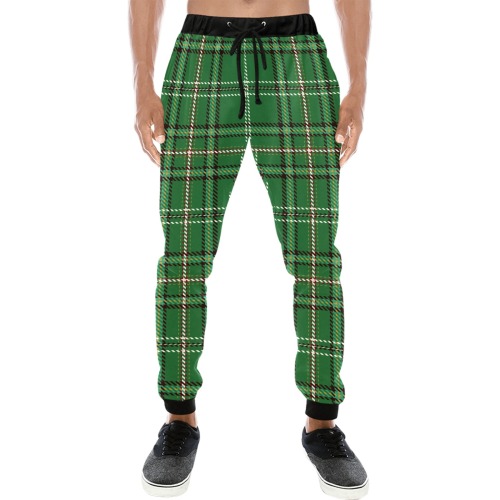Green Tartan Men's All Over Print Sweatpants (Model L11)