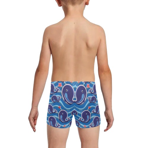 Whales and sea stars Little Boys' Swimming Trunks (Model L57)