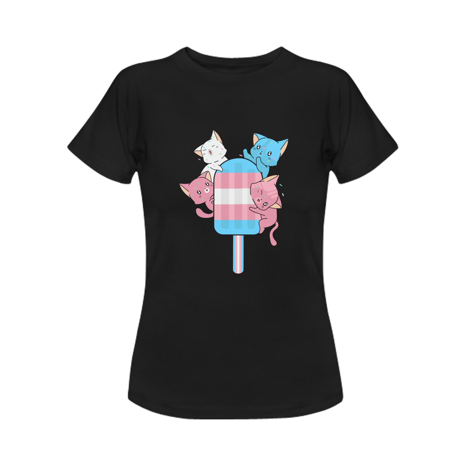 Transgender Pride Cat Popsicle Women's T-Shirt in USA Size (Front Printing Only)