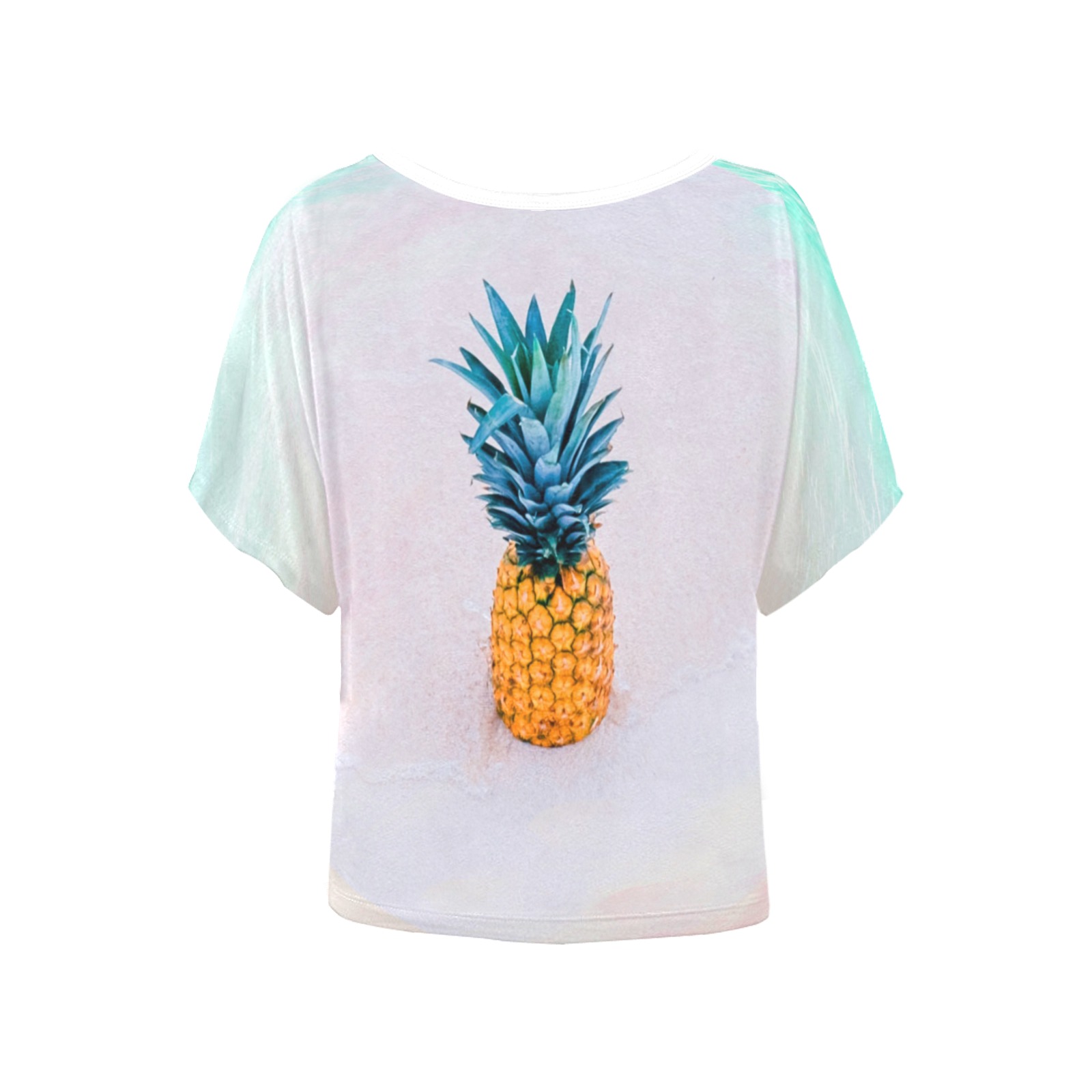 Pineapple on the pink beach Women's Batwing-Sleeved Blouse T shirt (Model T44)