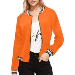 Neon Orange All Over Print Bomber Jacket for Women (Model H21)