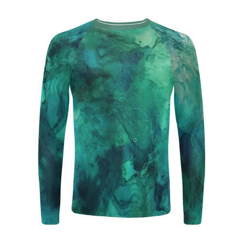 CG_a_green_and_blue_textured_surface_in_the_style_of_fluid_ink__8ea3f316-602e-4f64-bcf8-c283f84ca5b3 Men's Long Sleeve Swim Shirt (Model S39)