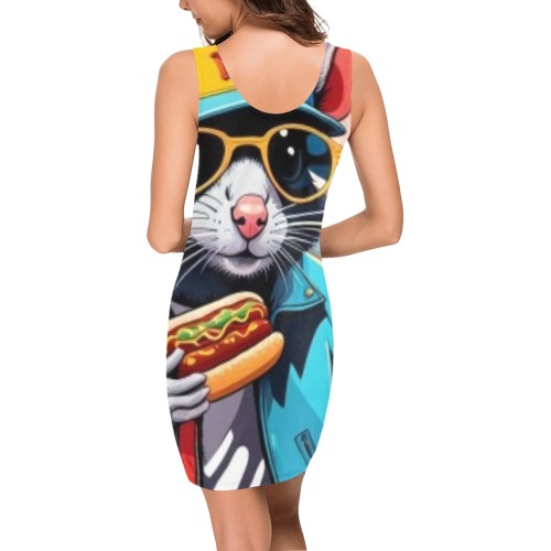 HOT DOG EATING NYC RAT 2 Medea Vest Dress (Model D06)