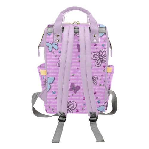 flutterbies-are-free-to-fly Multi-Function Diaper Backpack/Diaper Bag (Model 1688)