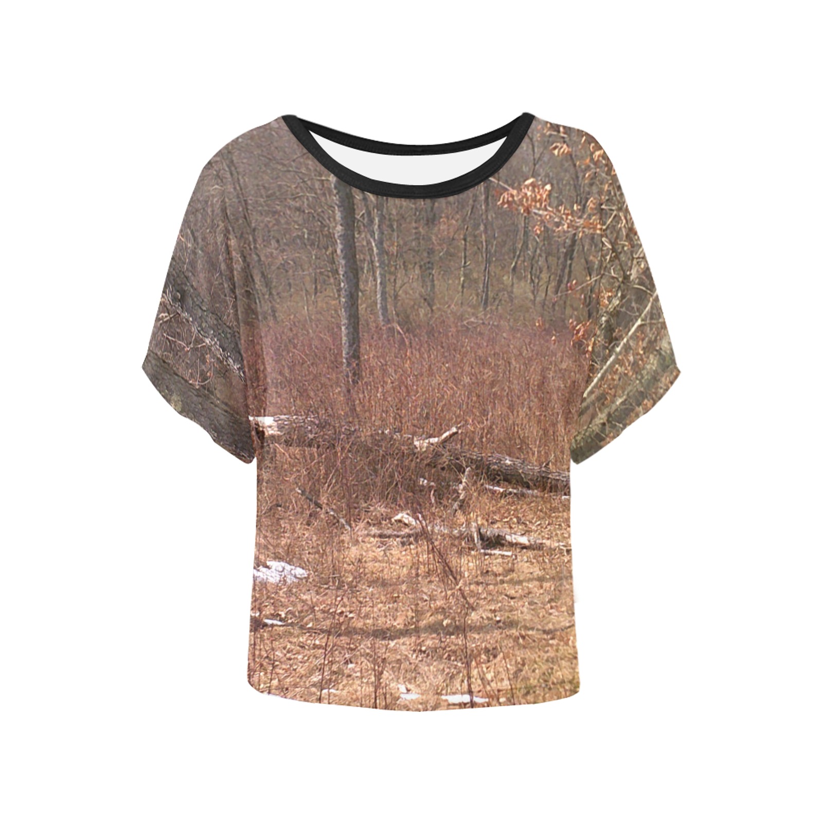 Falling tree in the woods Women's Batwing-Sleeved Blouse T shirt (Model T44)