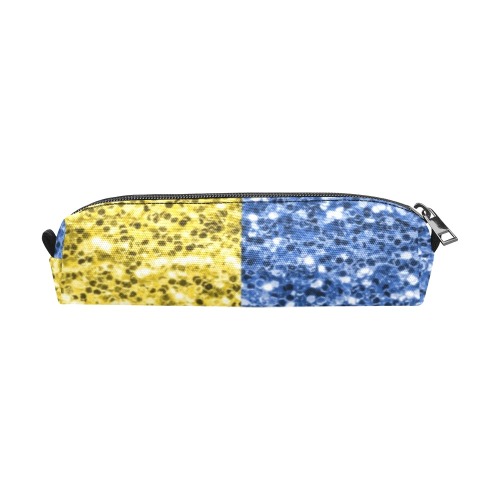 Blue yellow Ukraine flag glitter faux sparkles Pencil Pouch/Small (Model 1681)