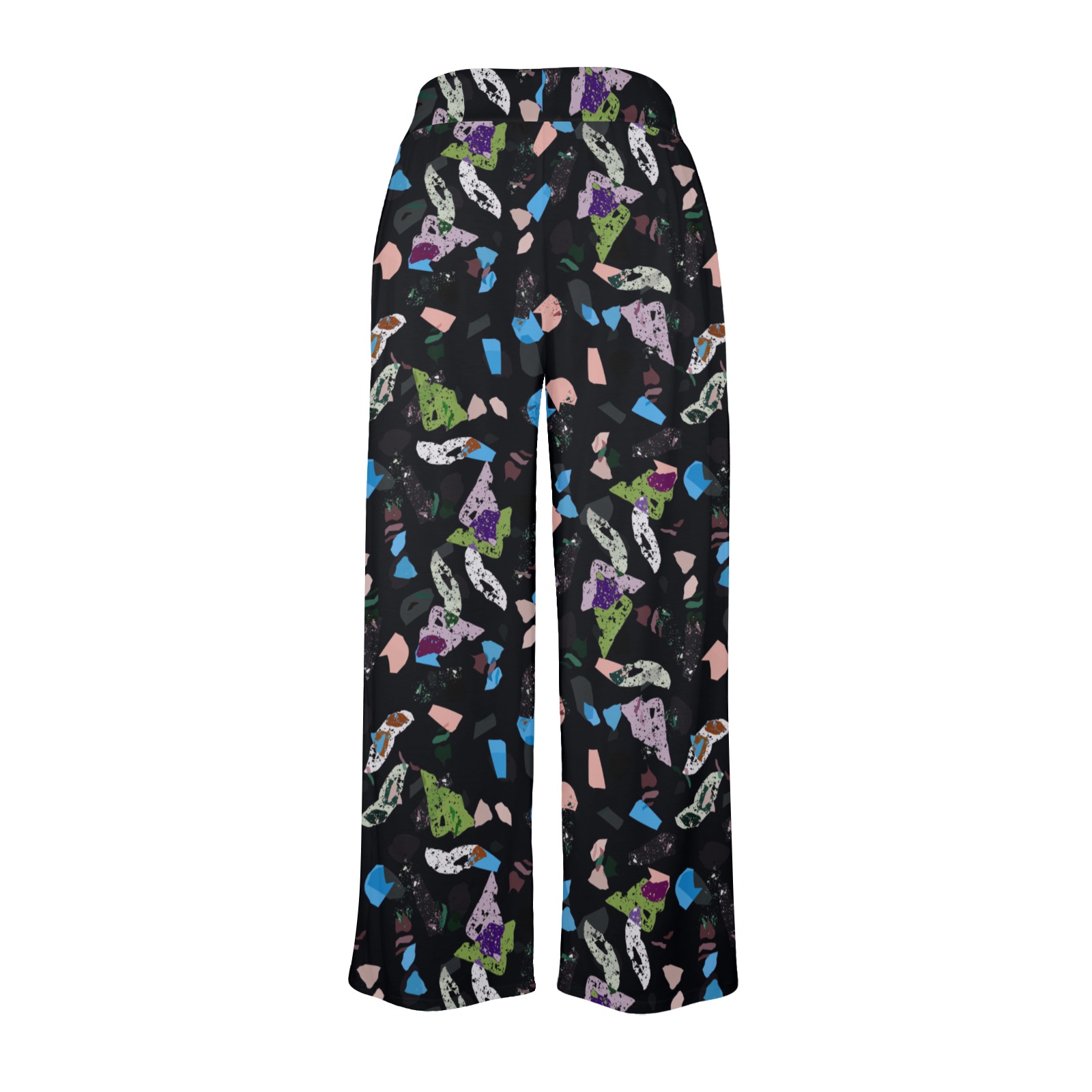 Dark abstract terrazzo Women's Wide Leg Lounge Pants (Model L77)