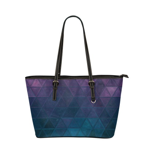 mosaic triangle 21 Leather Tote Bag/Small (Model 1651)