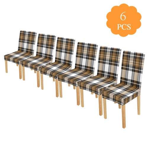 Brown Black Plaid Chair Cover (Pack of 6)