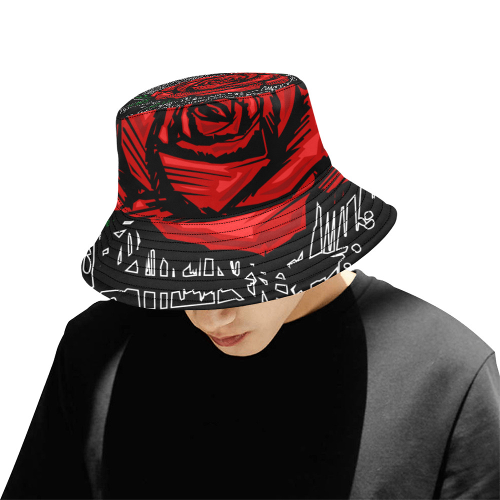 Rugged Rose All Over Print Bucket Hat for Men