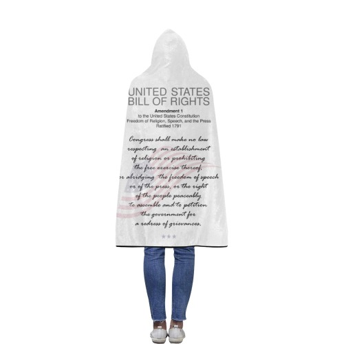 USA Bill Of Rights First Amendment Freedom Speech Flannel Hooded Blanket 50''x60''