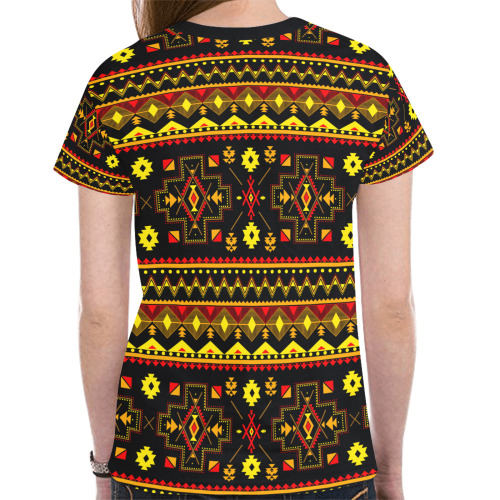 Aboriginal Ethnic Tribal Pattern New All Over Print T-shirt for Women (Model T45)