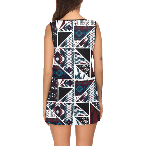 tribal white Multi color pattern All Over Print Short Jumpsuit