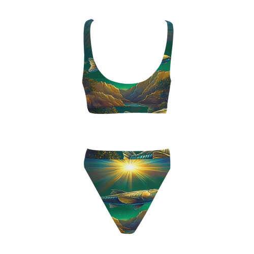 Celestial Swim Sport Top & High-Waisted Bikini Swimsuit (Model S07)