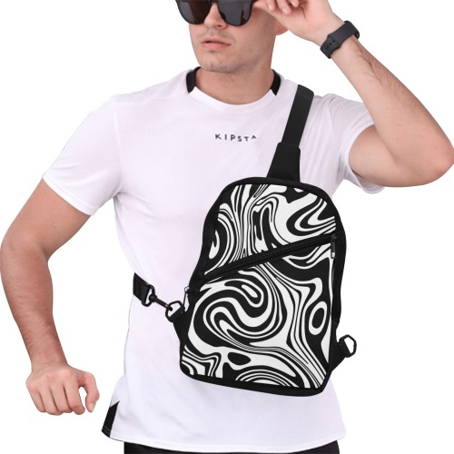 Black and White Marble Men's Chest Bag (Model 1726)