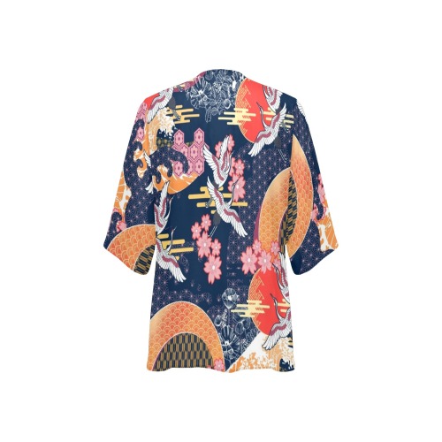 CRANE MOON Women's Kimono Chiffon Cover Ups (Model H51)