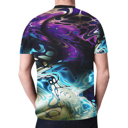 Purple Blue White Swirls oil slick New All Over Print T-shirt for Men (Model T45)