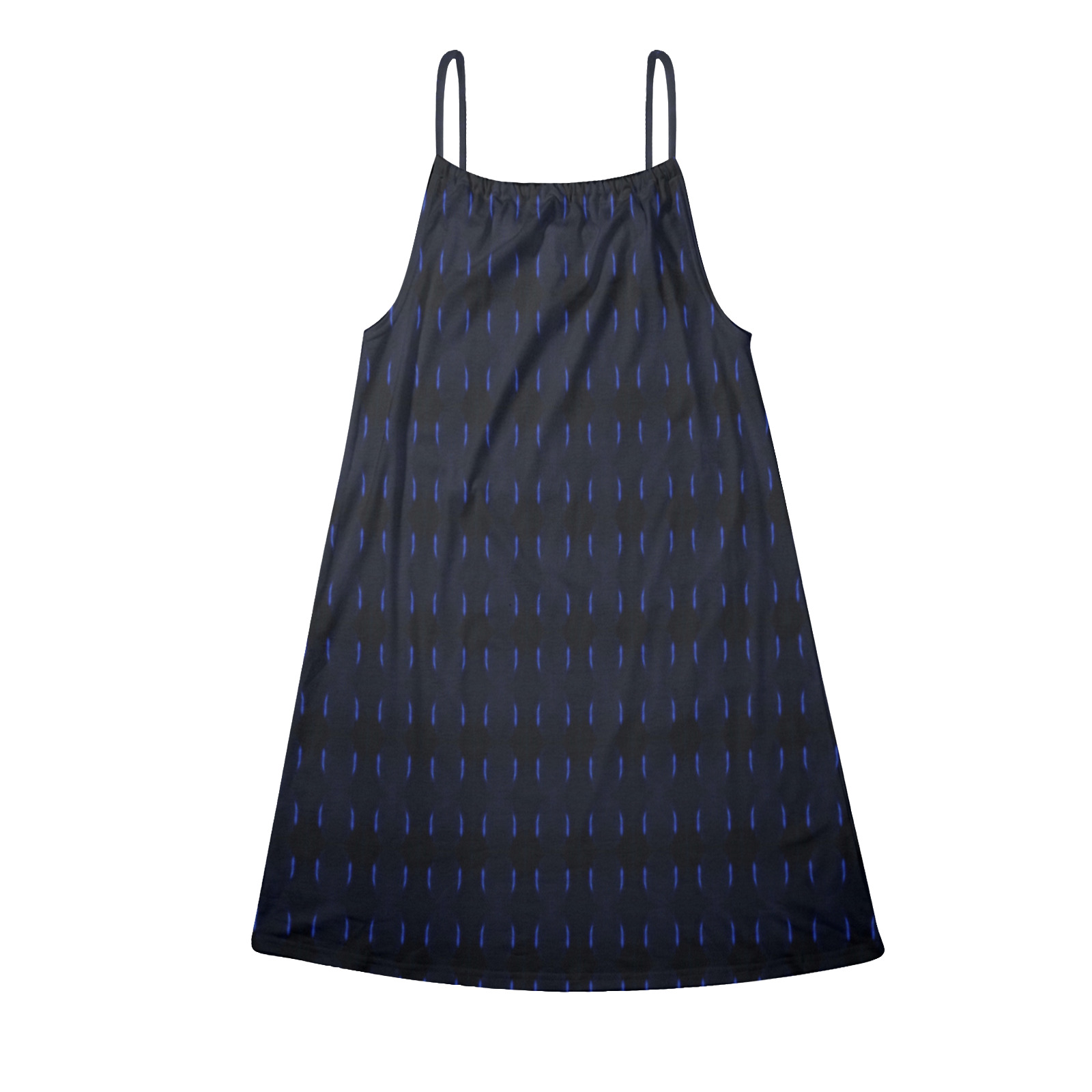 Mid Nite Blue Drawstring Neck Sleeveless Dress (Model D68)
