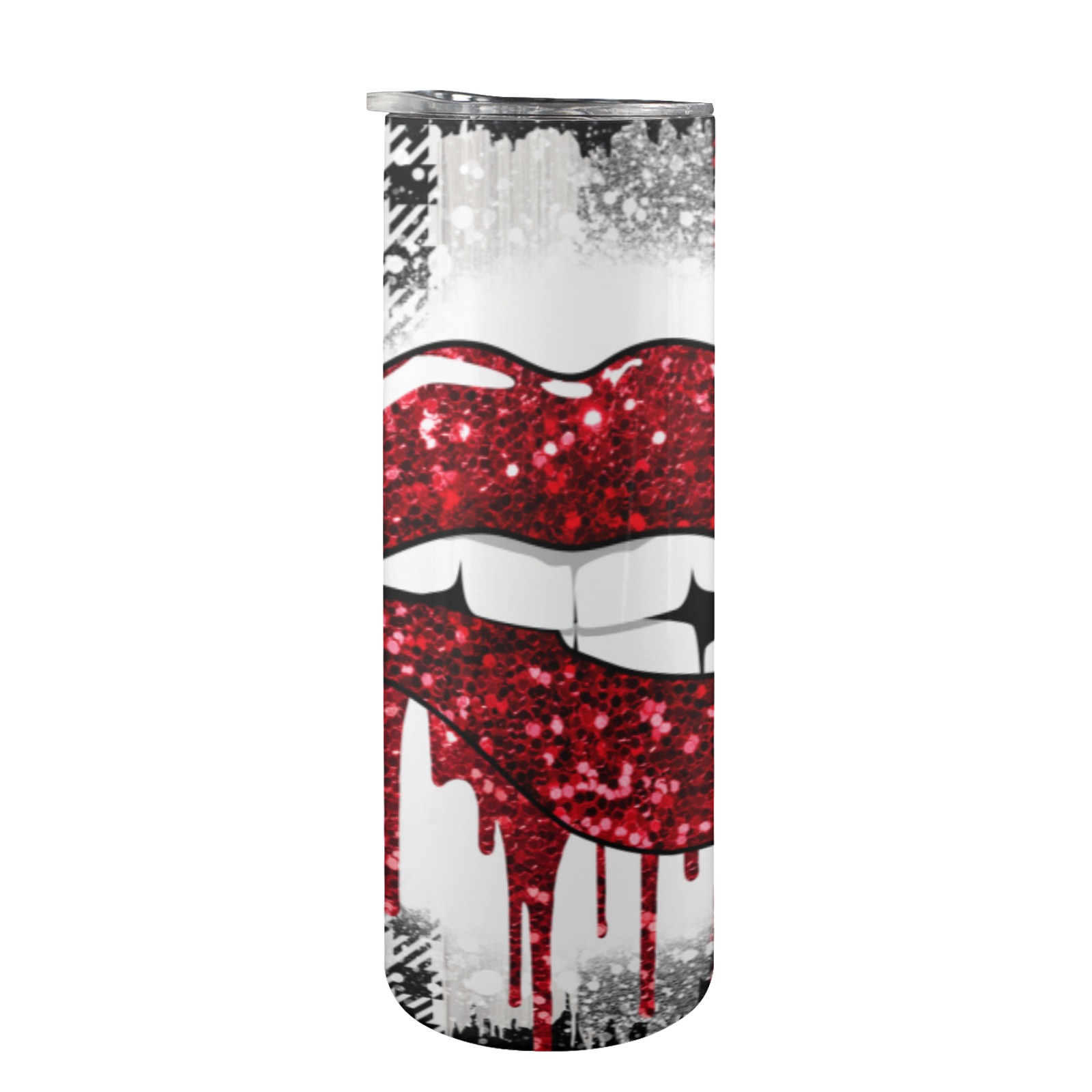 Dripping Lips Valentine Tumbler Wrap 20oz Tall Skinny Tumbler with Lid and Straw