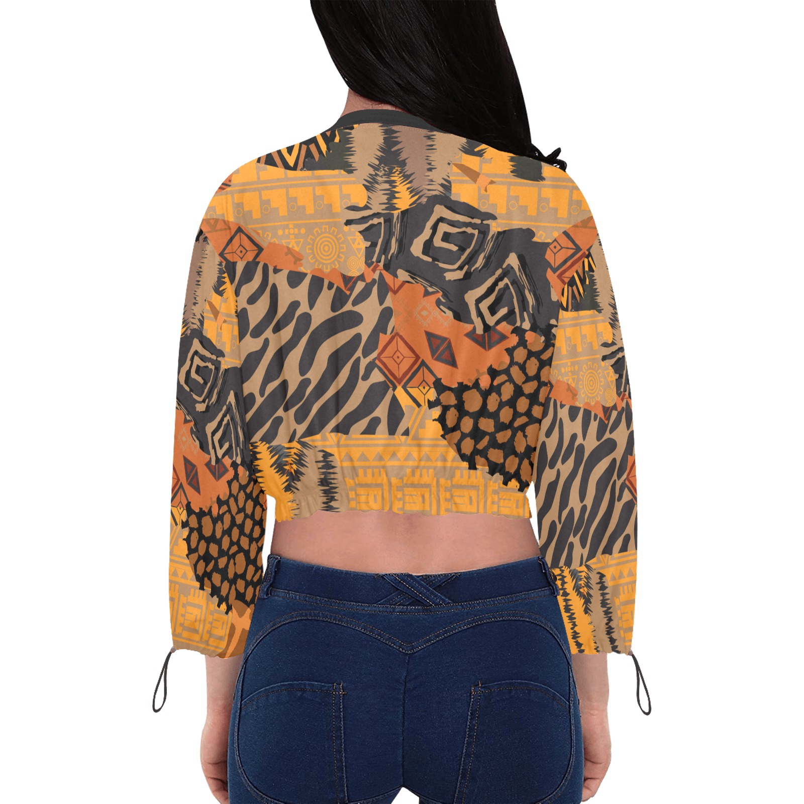 African Top Cropped Chiffon Jacket for Women (Model H30)