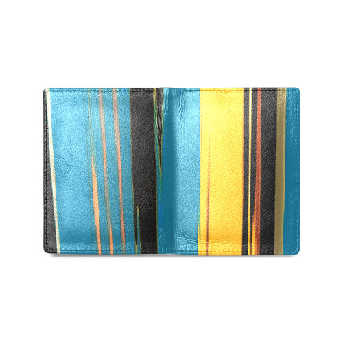 Black Turquoise And Orange Go! Abstract Art Men's Leather Wallet (Model 1612)