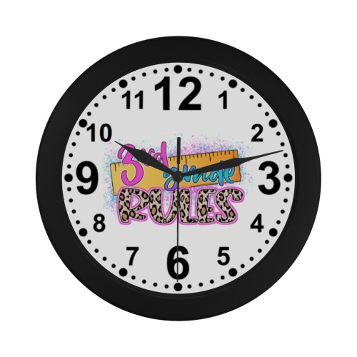 3rd Grade Rules Circular Plastic Wall clock