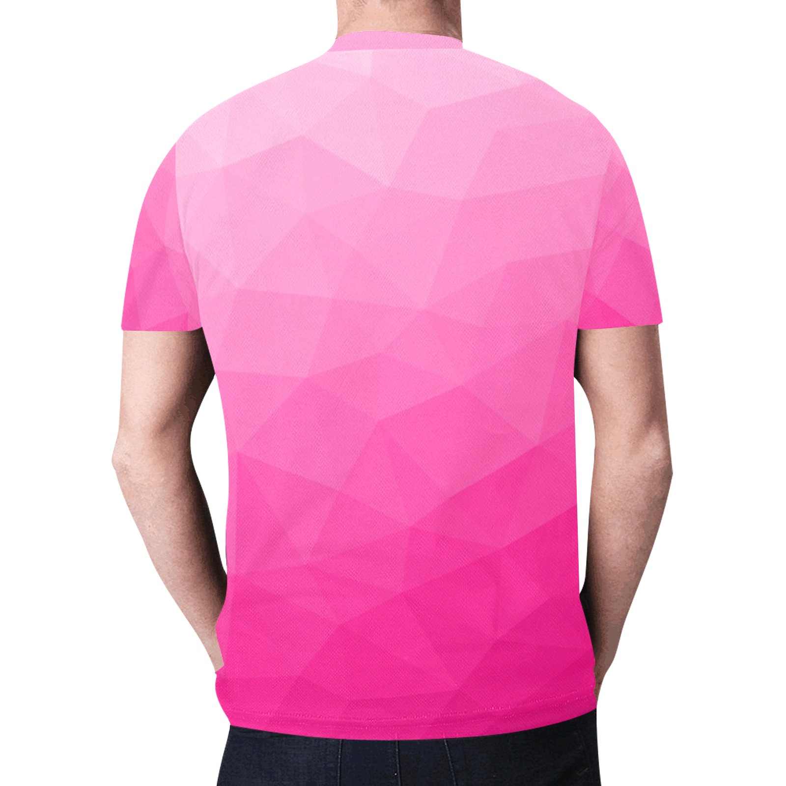 Hot pink gradient geometric mesh pattern New All Over Print T-shirt for Men (Model T45)