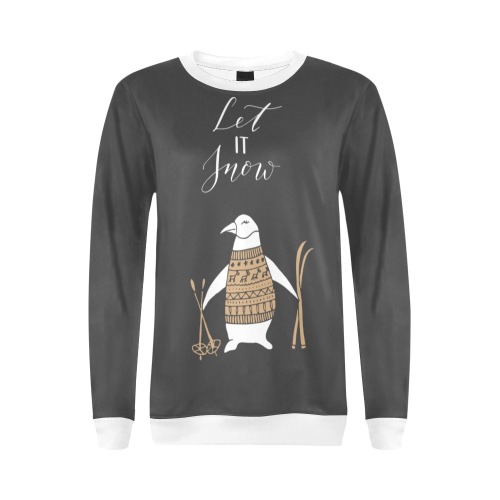 Winter,Penguin All Over Print Crewneck Sweatshirt for Women (Model H18)