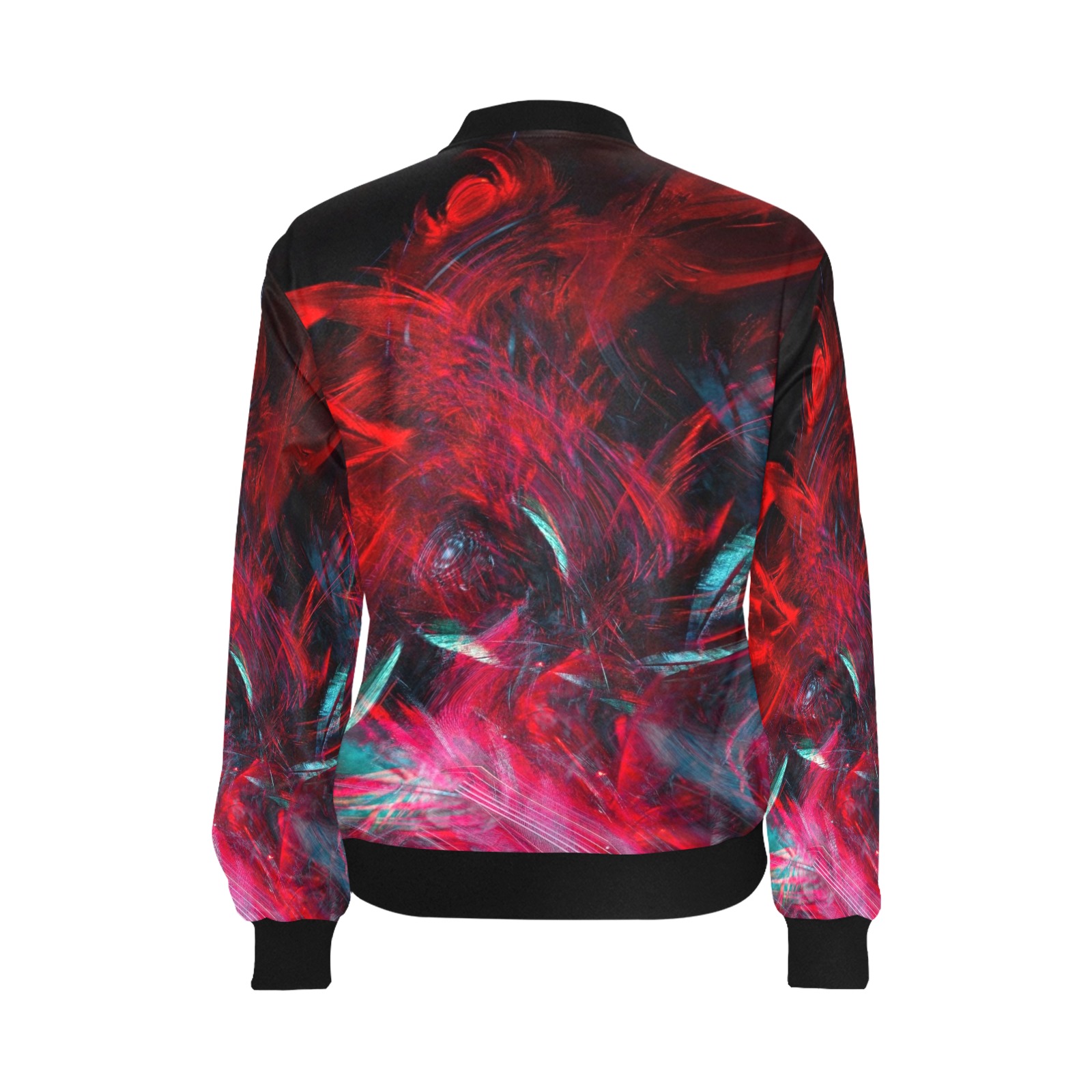 Abstract-Red All Over Print Bomber Jacket for Women (Model H36)