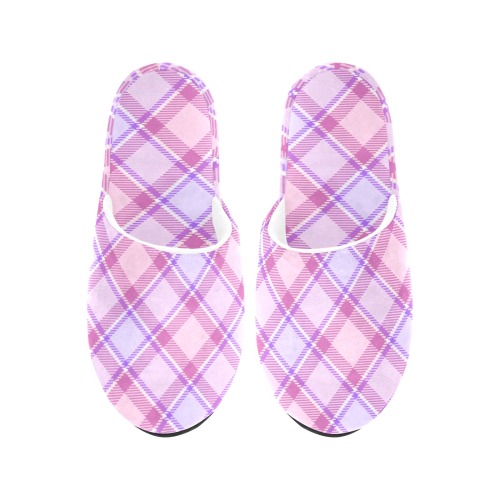 Pastel Baby Girl Plaid Women's Cotton Slippers (Model 0601)