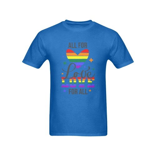 All For Love Love For All (Blue) Men's T-Shirt in USA Size (Front Printing Only)