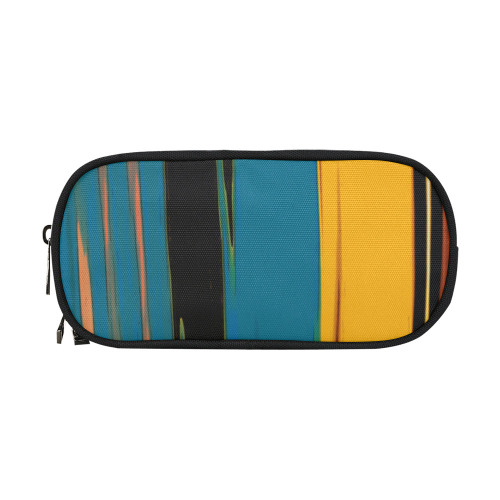 Black Turquoise And Orange Go! Abstract Art Pencil Pouch/Large (Model 1680)