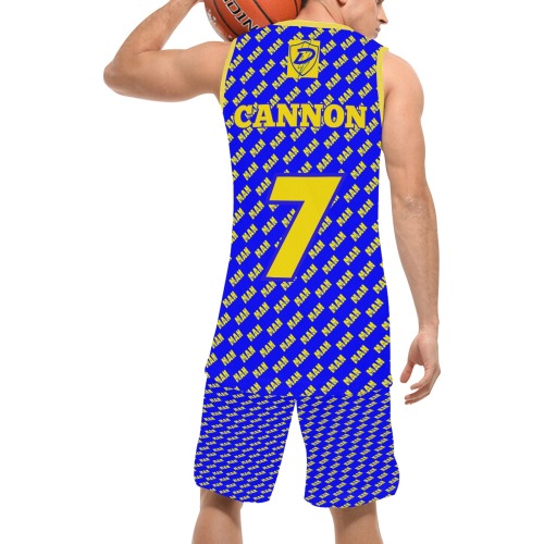 Tha Boogiewoogie Man Basketball Jersey & Shorts(Uniform Blue & Yellow Logo Repeat) Basketball Uniform with Pocket