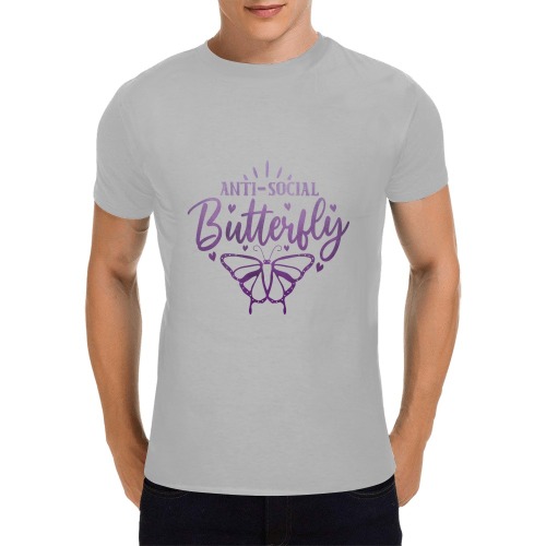 Anti Social Butterfly Men's T-Shirt in USA Size (Front Printing Only)