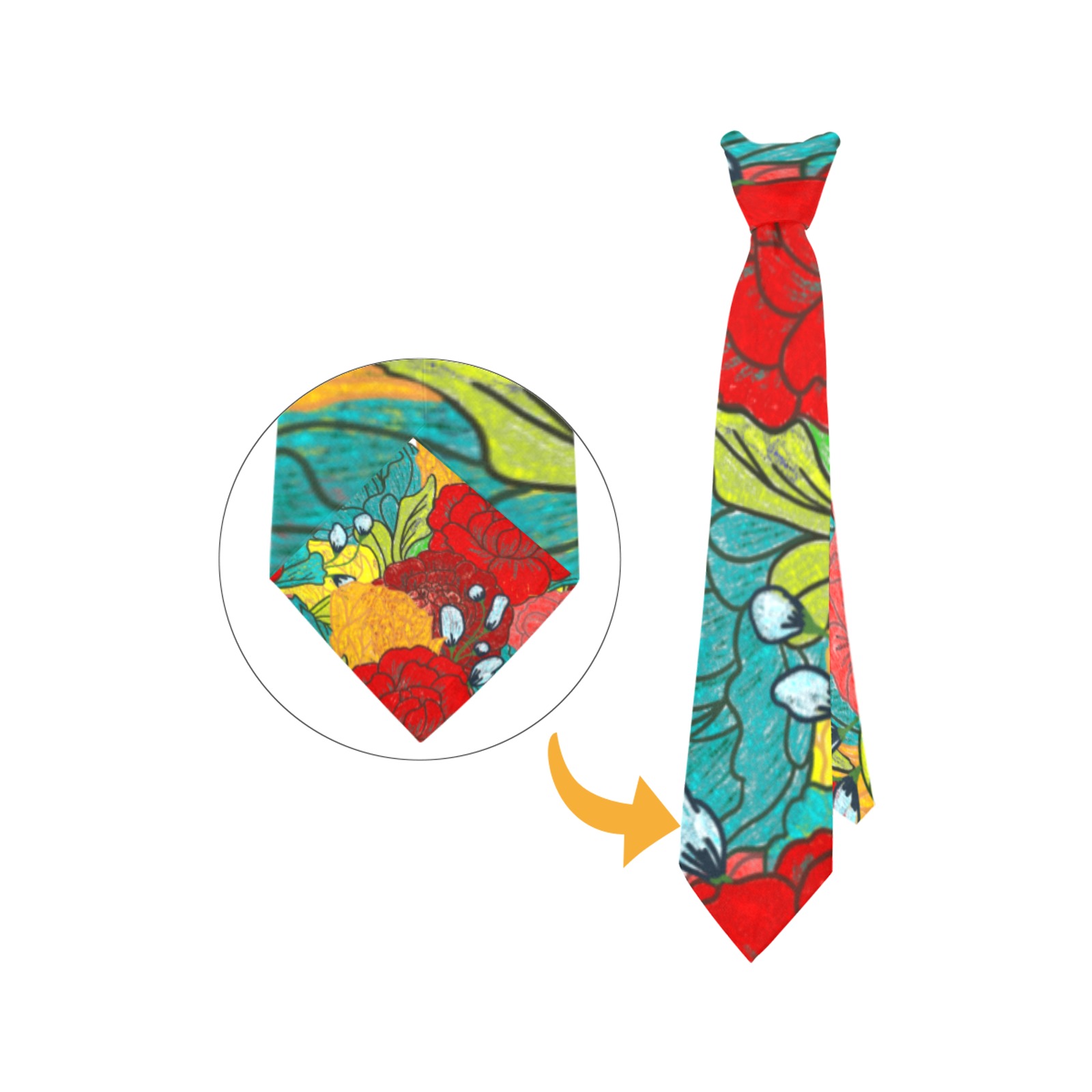 BrightFlowerPrint Custom Peekaboo Tie with Hidden Picture