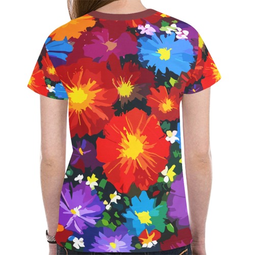 Floral Art Of Colorful Tropical Flowers New All Over Print T-shirt for Women (Model T45)