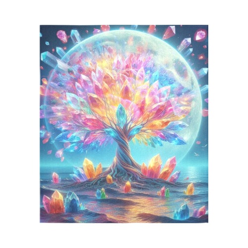 Moon Tree Cotton Linen Wall Tapestry 51"x 60"