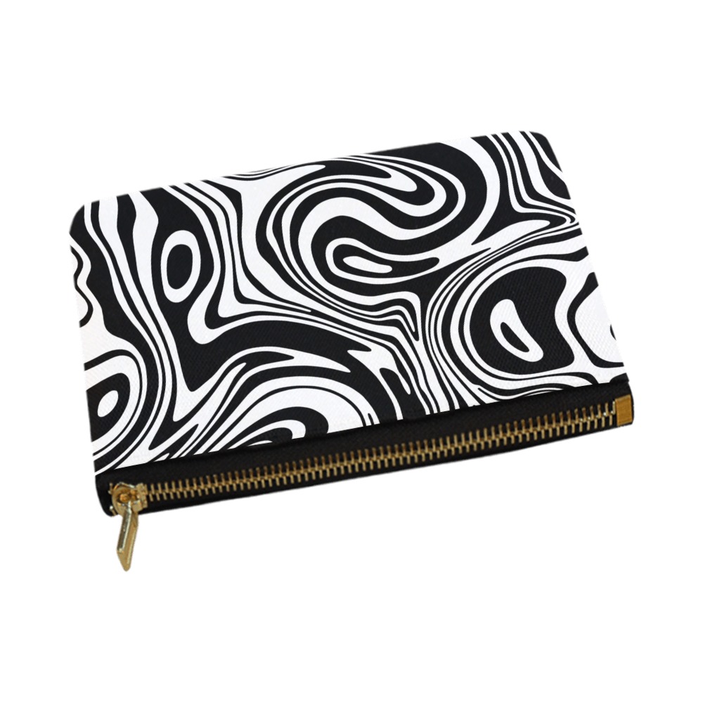 Black and White Marble Carry-All Pouch 12.5''x8.5''