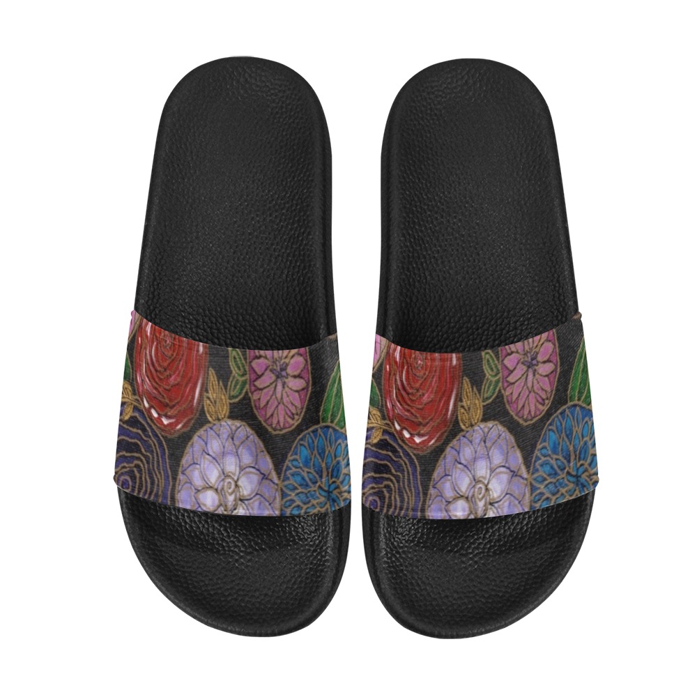 Floral Design Women's Slide Sandals (Model 057)