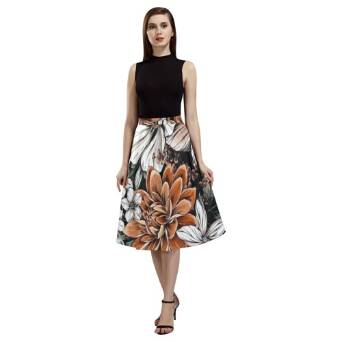 floral (13) Mnemosyne Women's Crepe Skirt (Model D16)
