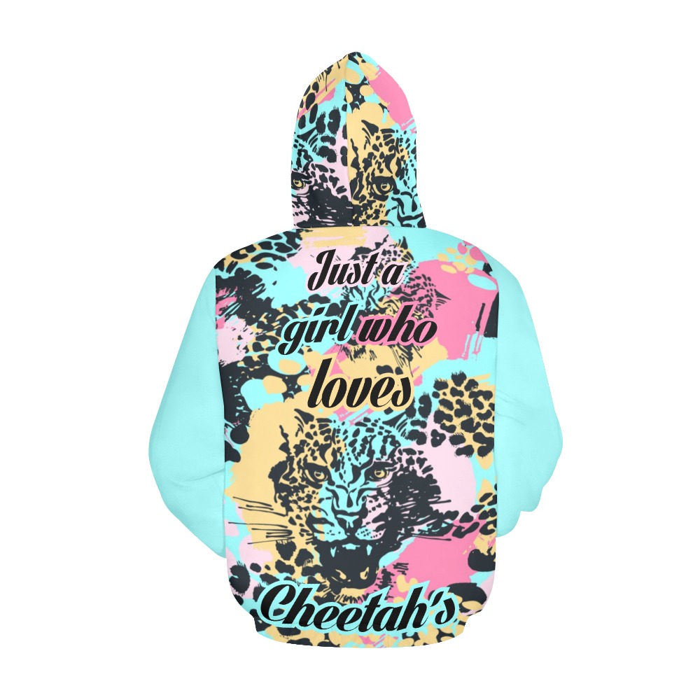 girl who loves cheetah hoodie All Over Print Hoodie for Women (USA Size) (Model H13)