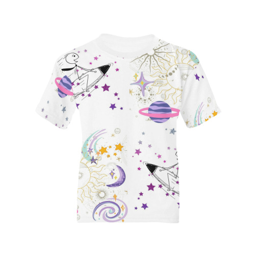 Time and Spaceman Patchwork Pattern Kids' All Over Print T-shirt (Model T65)