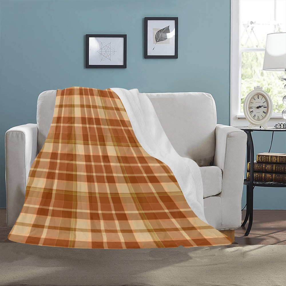 Shades Of Orange Plaid Ultra-Soft Micro Fleece Blanket 43"x56"