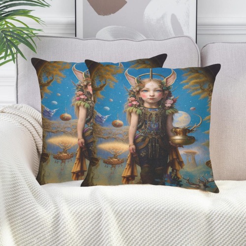menina duende_vectorized Linen Zippered Pillowcase 18"x18"(Two Sides&Pack of 2)
