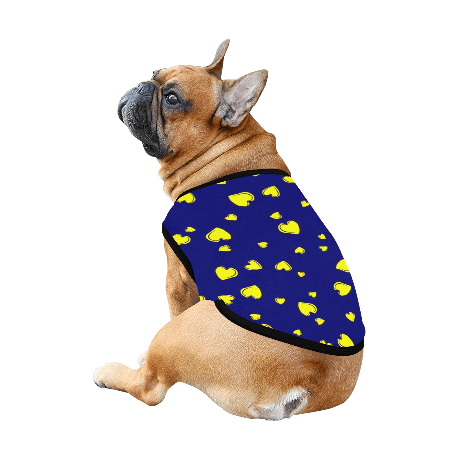 Yellow Hearts Floating on Blue All Over Print Pet Tank Top