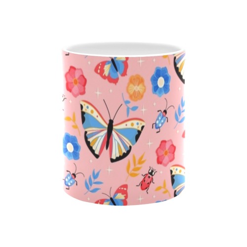Insects, Flowers, Butterflies White Mug(11OZ)