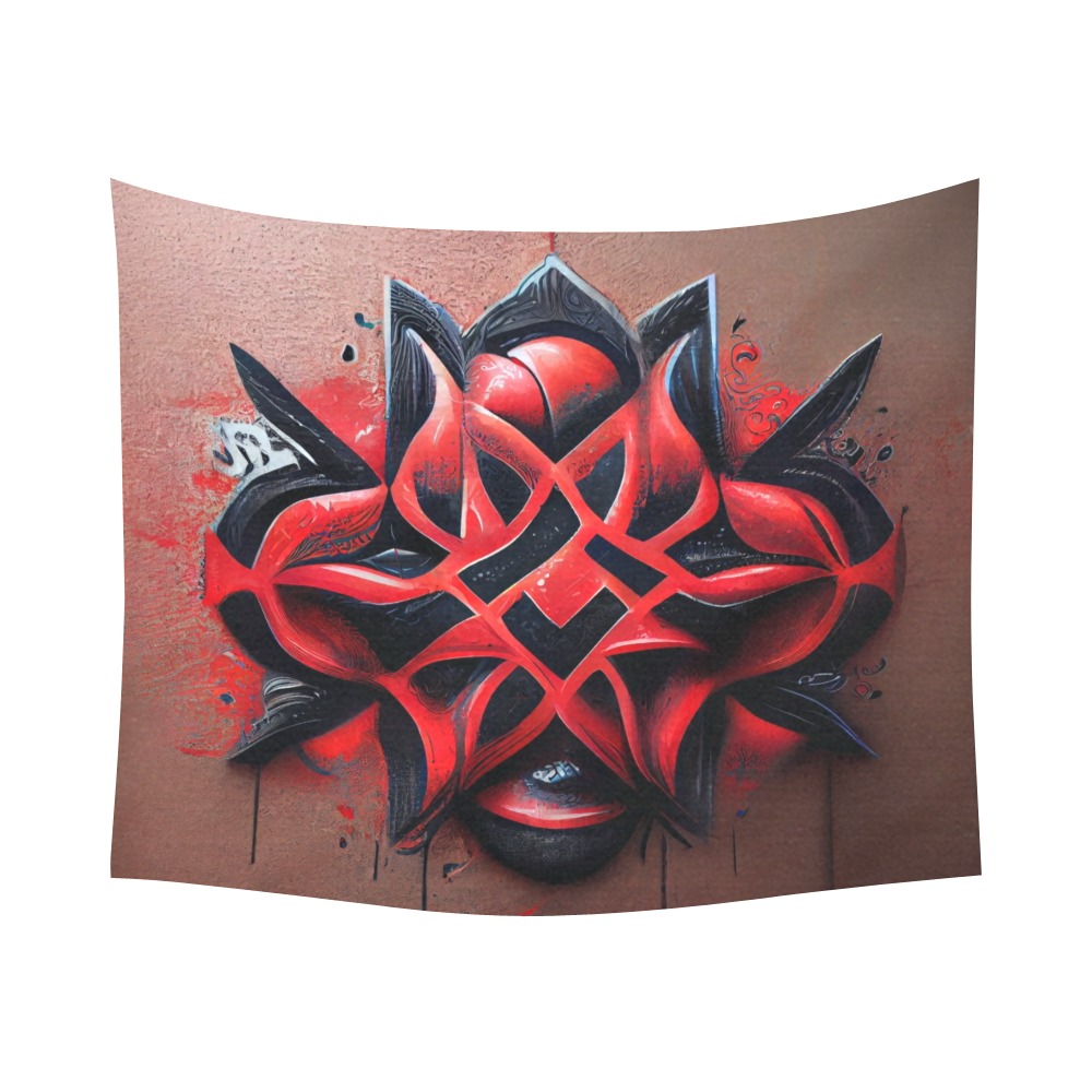 red diamond on brown Cotton Linen Wall Tapestry 60"x 51"