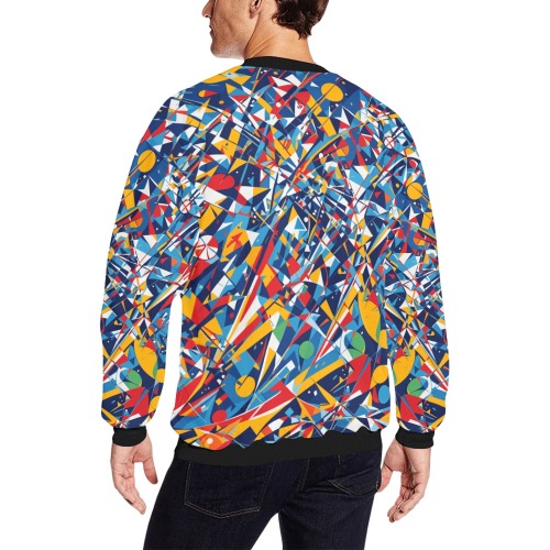 Fantasy colorful geometric shapes and forms art. Men's Oversized Fleece Crew Sweatshirt (Model H18)