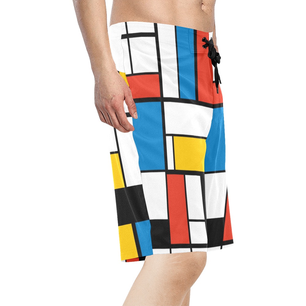 Mondrian De Stijl Modern Men's All Over Print Board Shorts (Model L16)