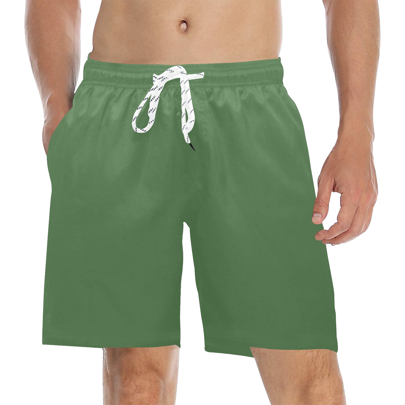 color artichoke green Men's Mid-Length Beach Shorts (Model L51)